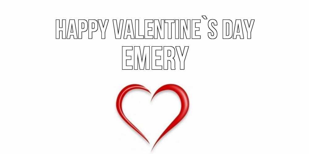 Greetings card с именем, Emery Happy Valentine`s Day сердечко красное Greetings with text for free download 